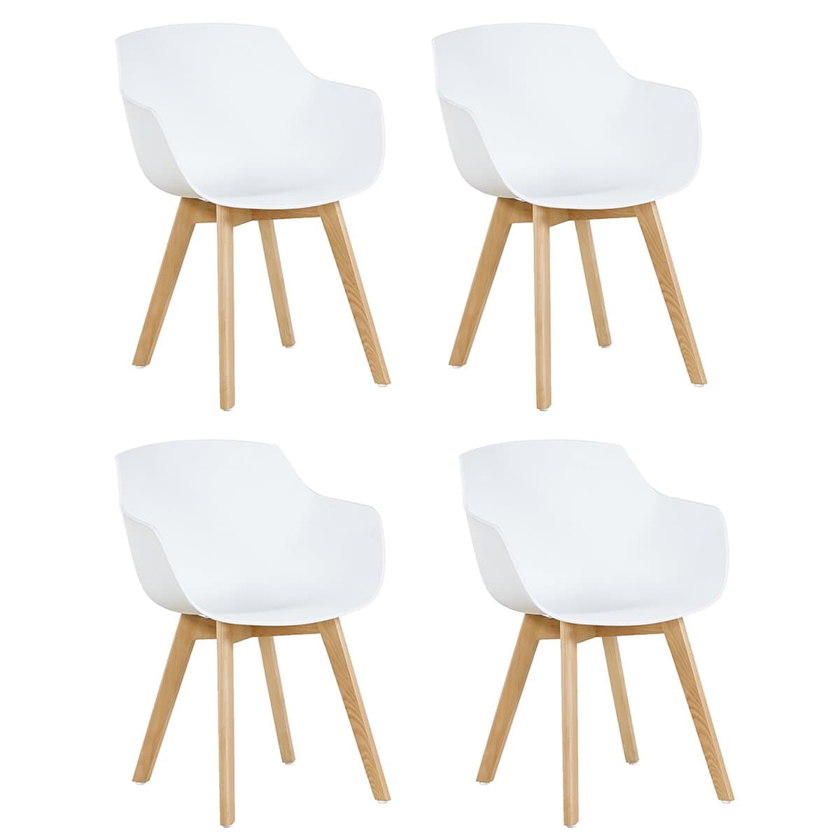 Silla de Comedor Blanca con Patas de Madera Clara
