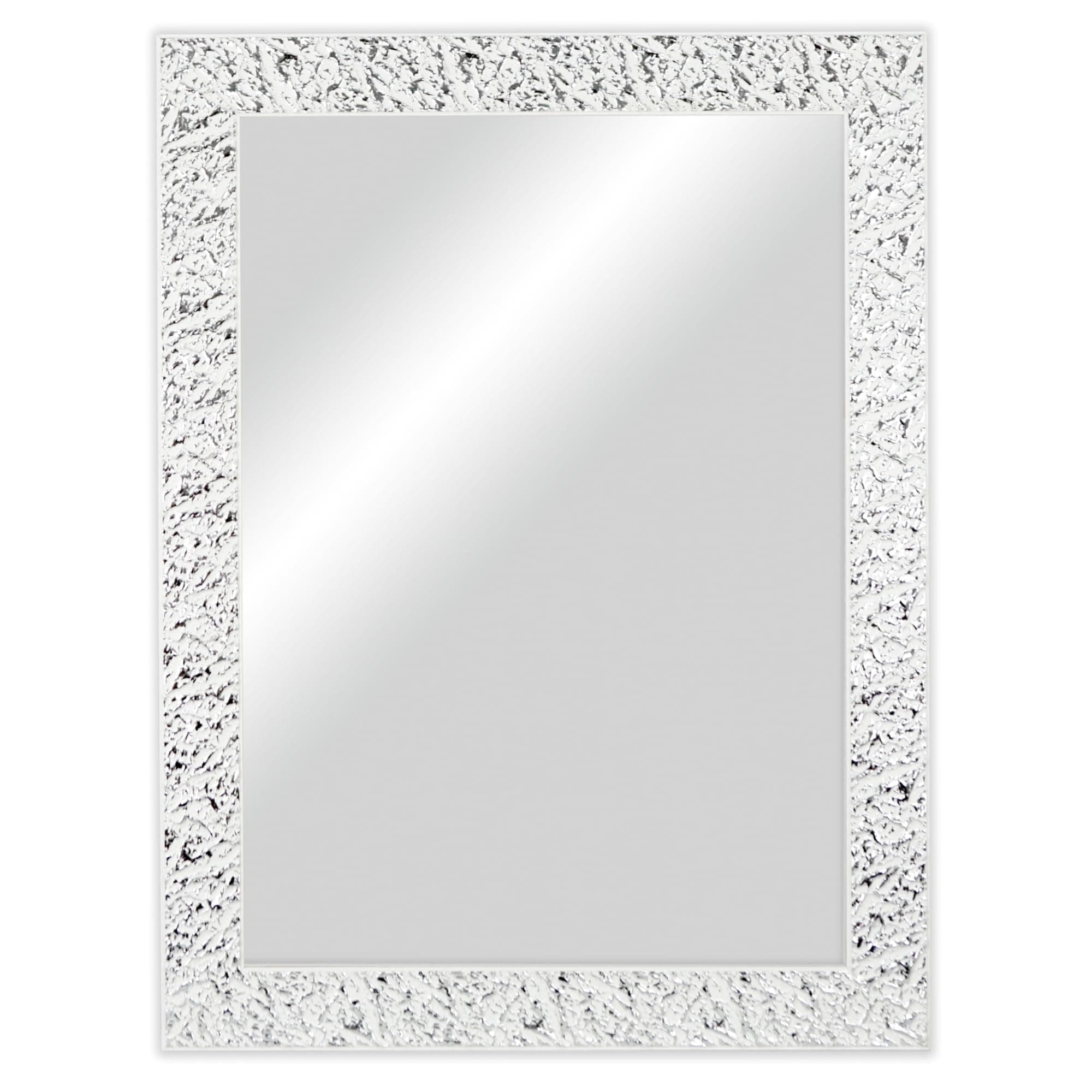Espejo de pared rectangular con marco blanco texturizado