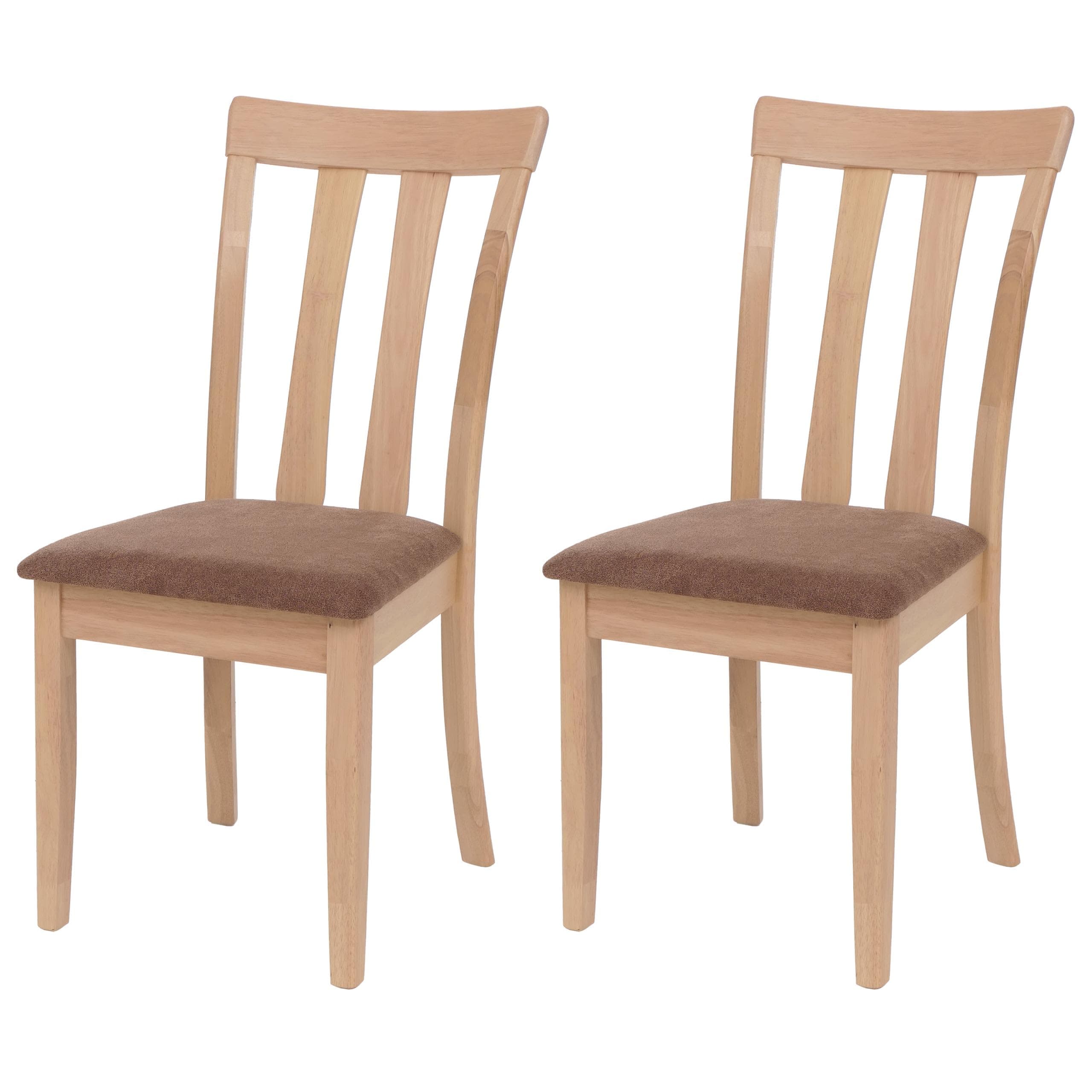 Silla de comedor de madera clara y asiento tapizado marrón