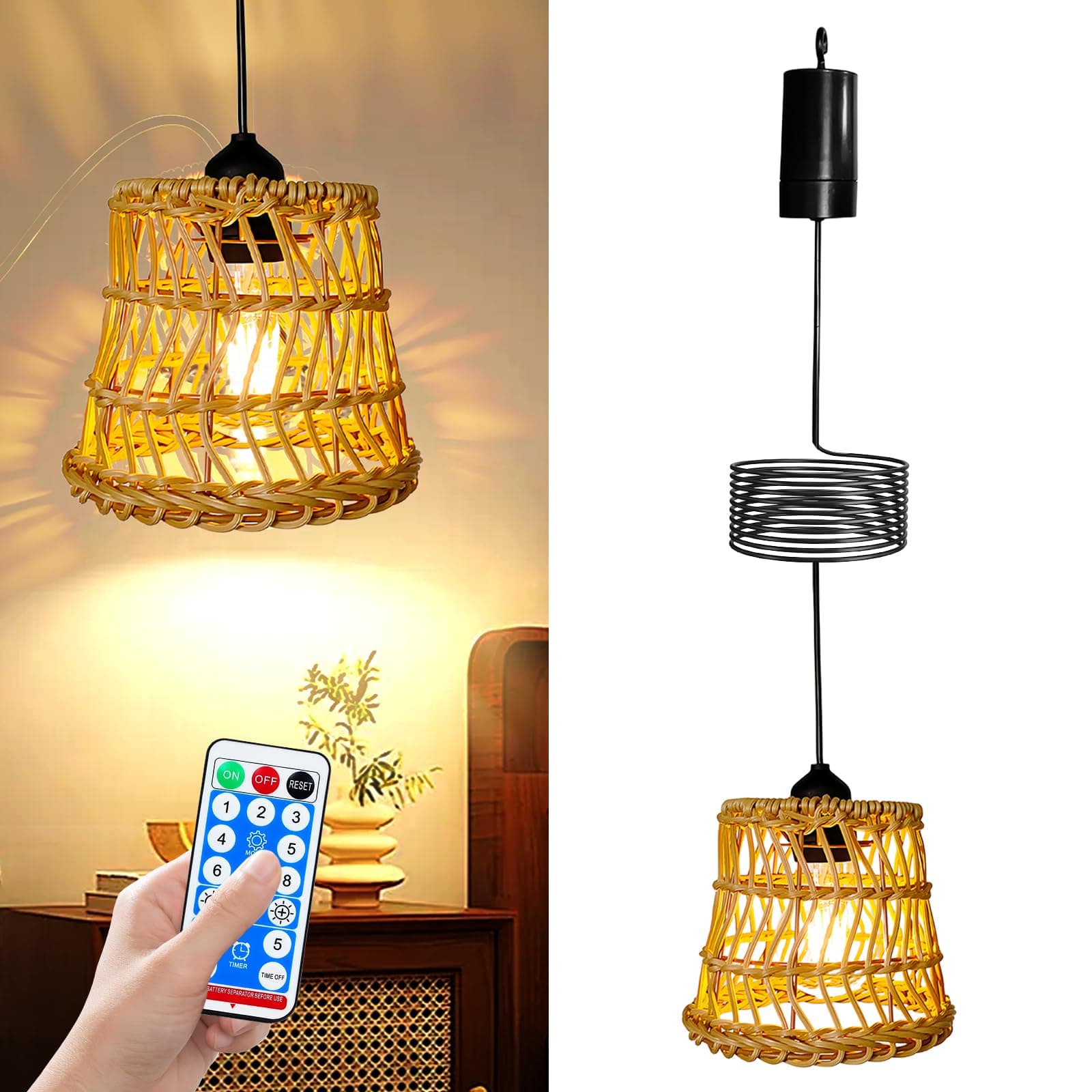 Lámpara colgante de ratán natural