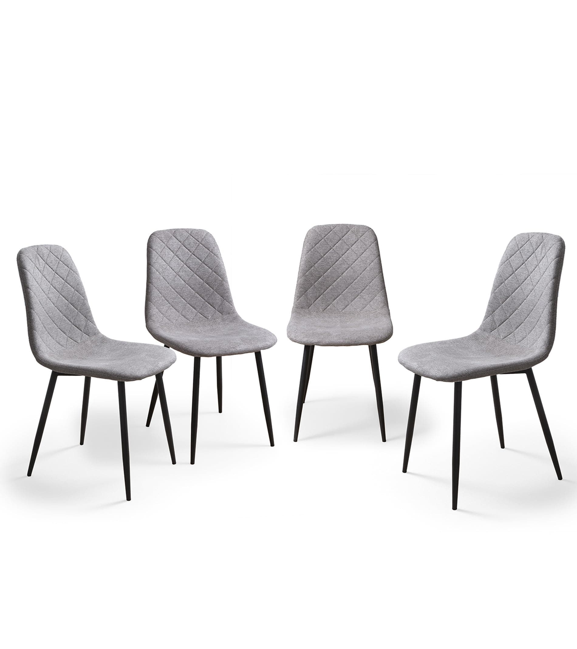 Set de 4 sillas de comedor tapizadas en tela gris