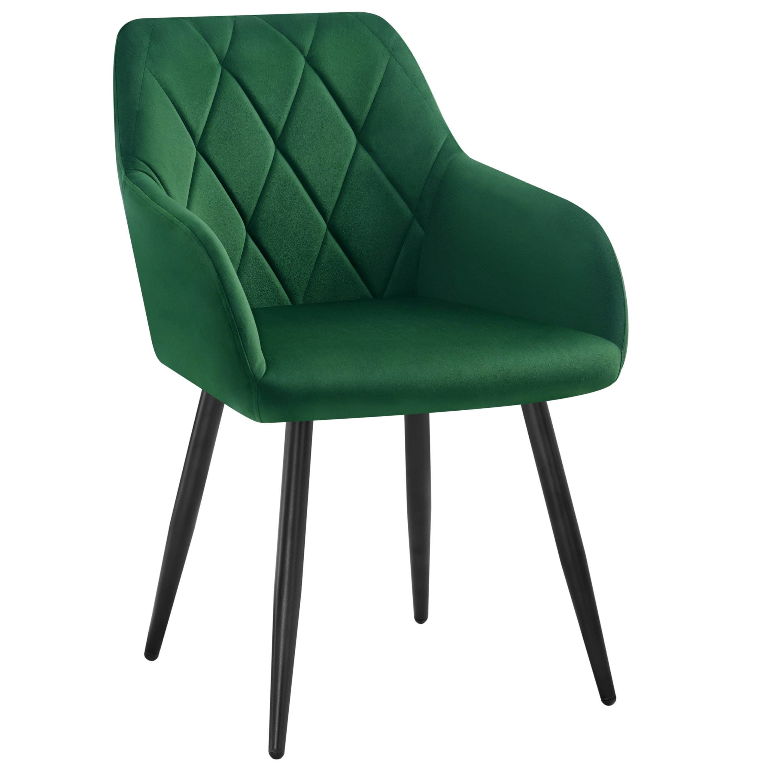 Silla de Comedor Tapizada en Terciopelo Verde con Patas Metálicas