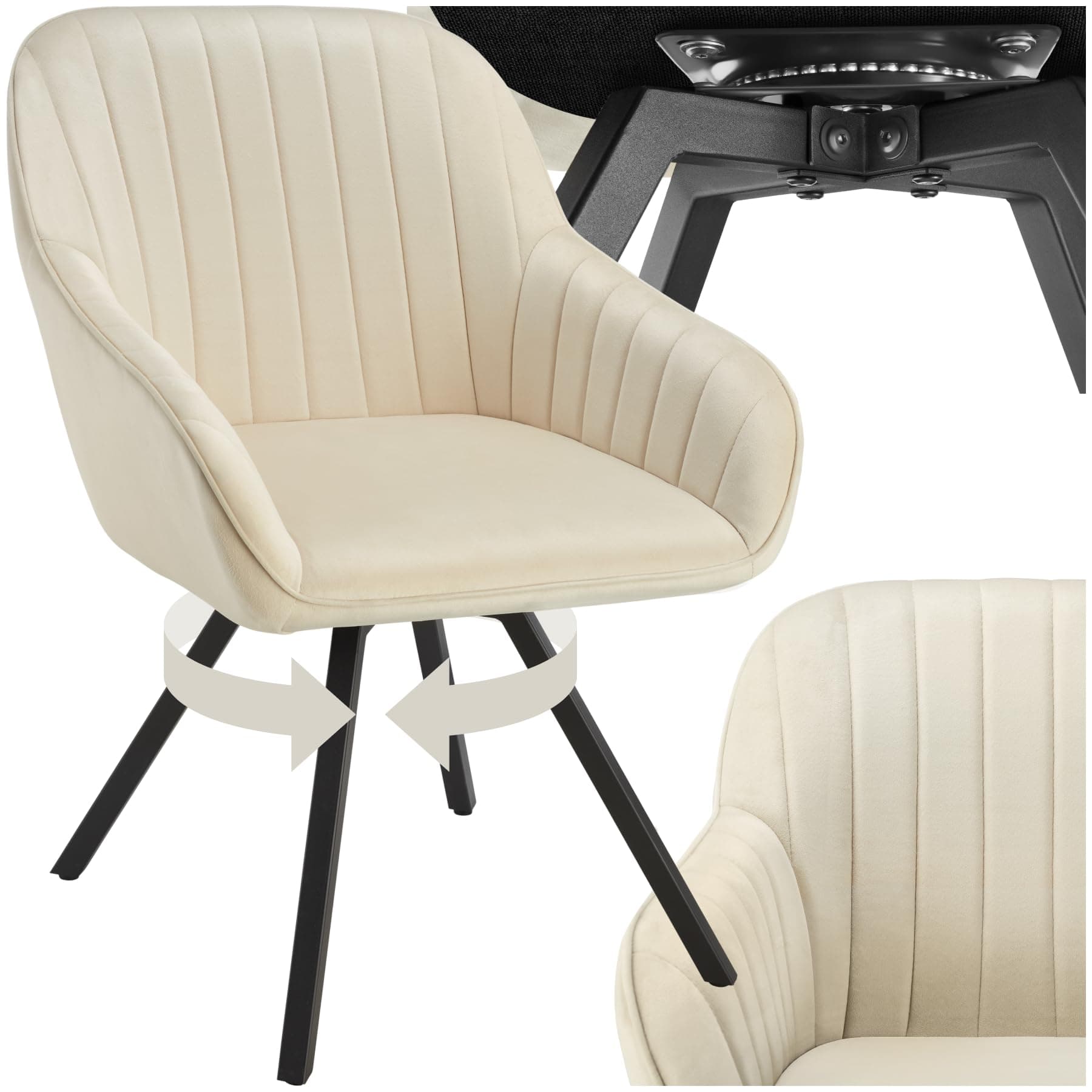 Silla de escritorio giratoria tapizada en beige