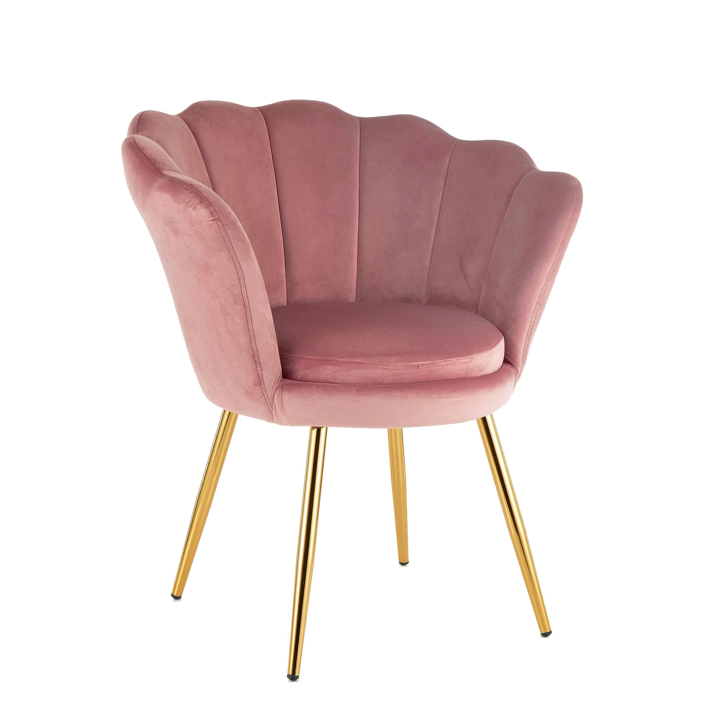 Sillón de terciopelo rosa con patas doradas