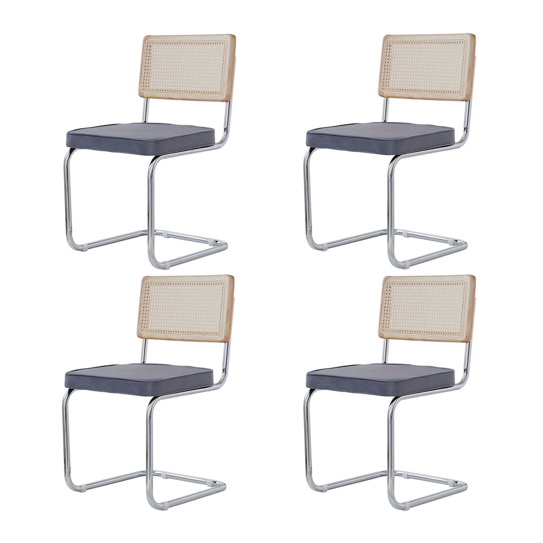 Silla de Comedor Estilo Bauhaus con Asiento Acolchado Gris