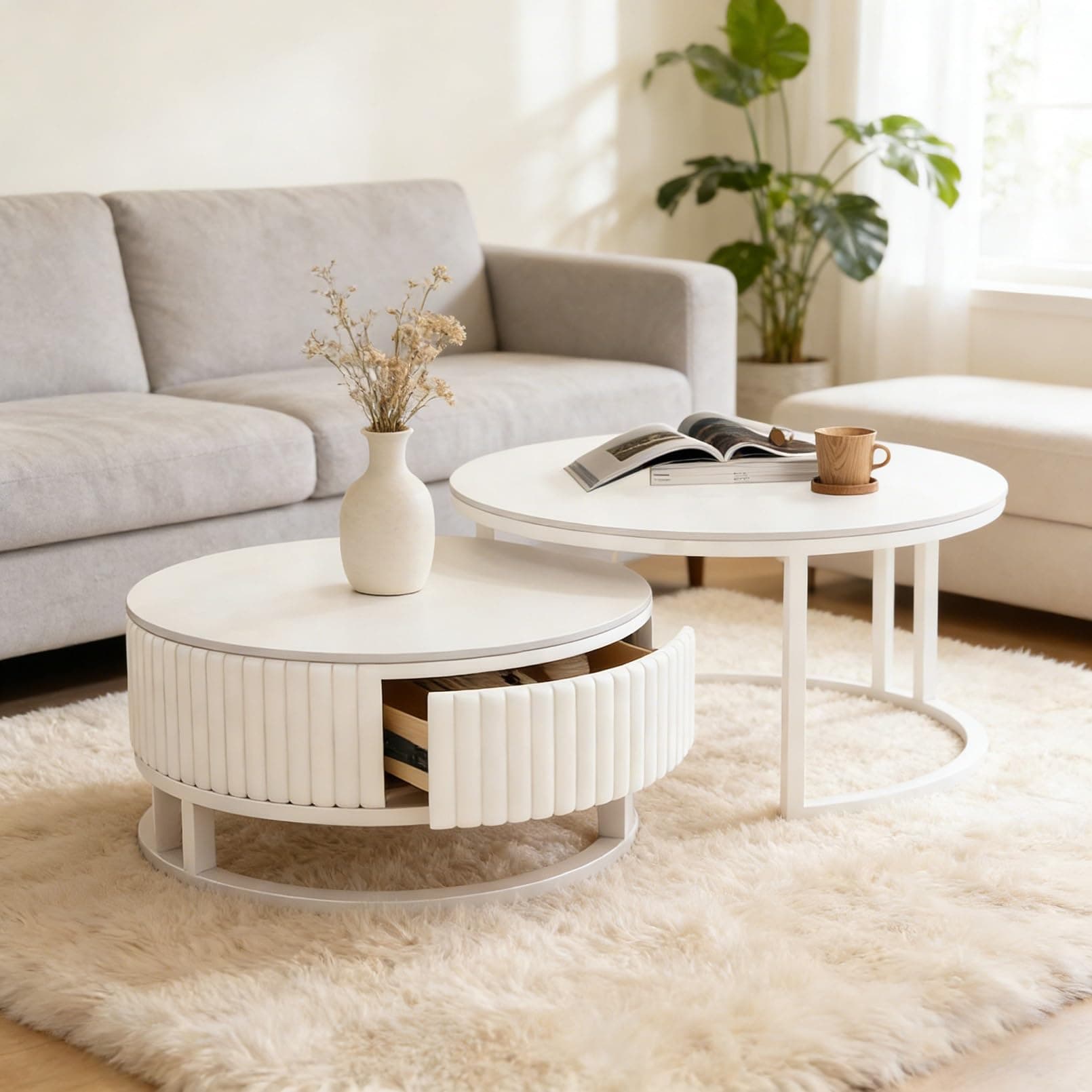 Mesas de centro redondas blancas anidadas