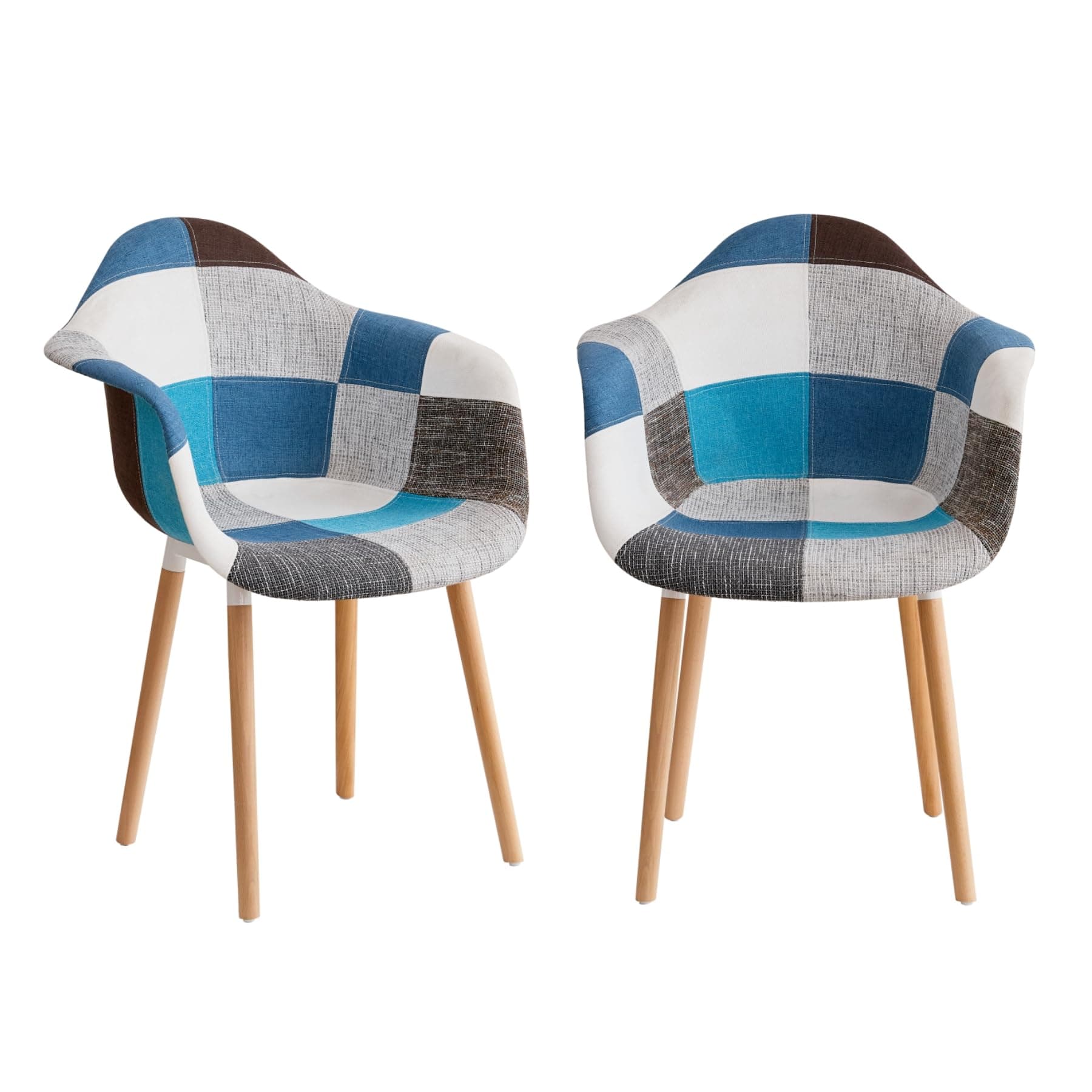 Silla Patchwork con Patas de Madera Clara