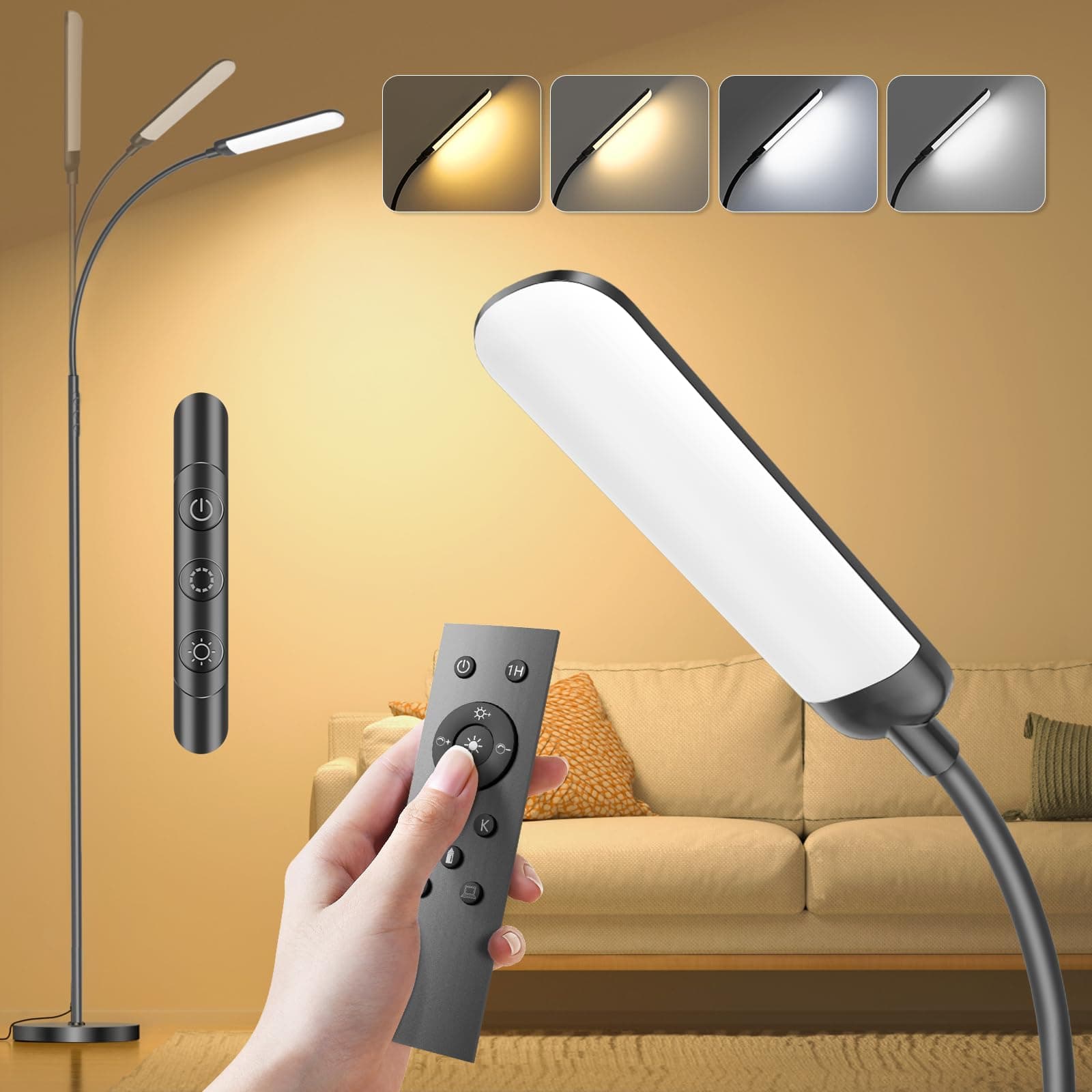 Lámpara de pie LED regulable con control remoto