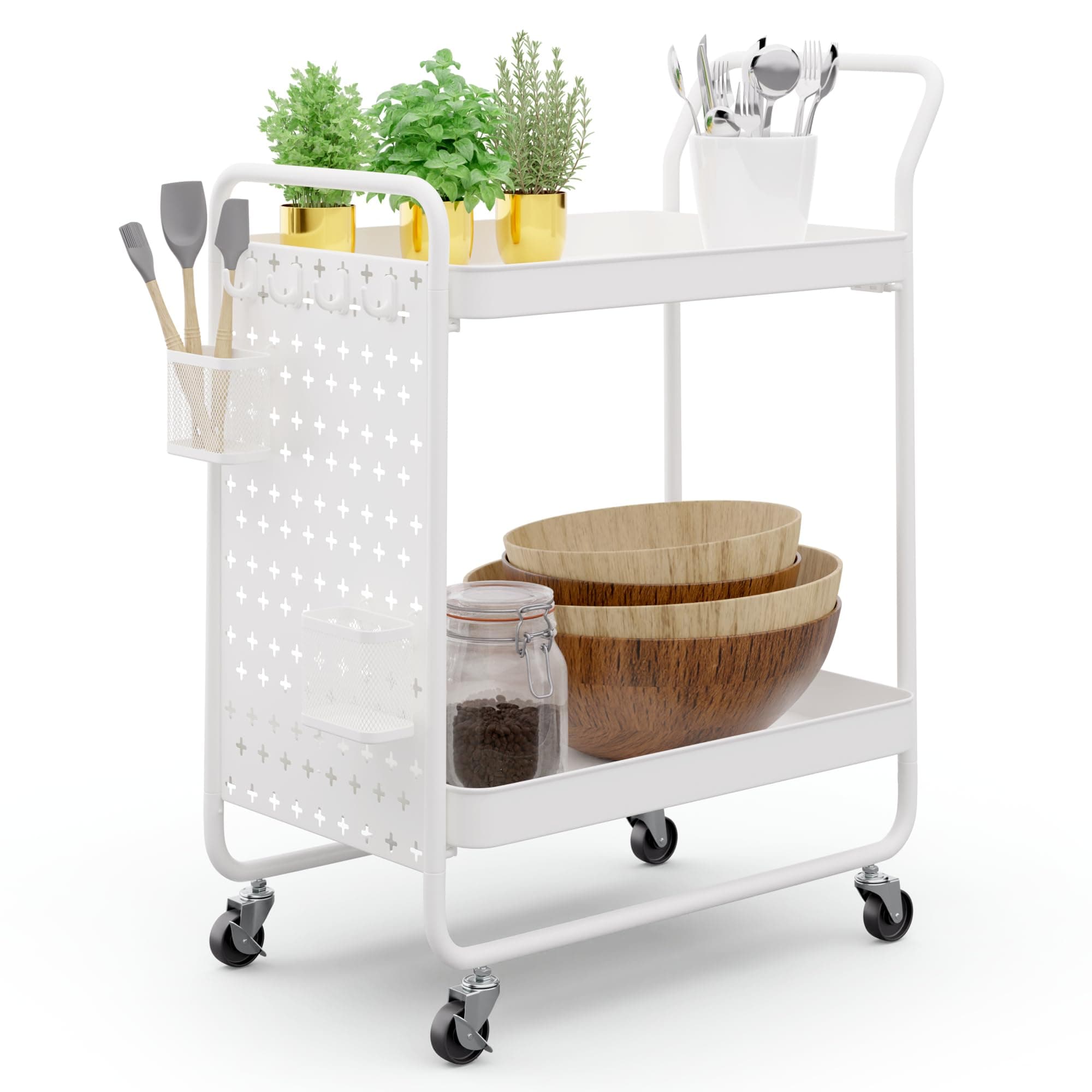 Carrito de cocina blanco con ruedas