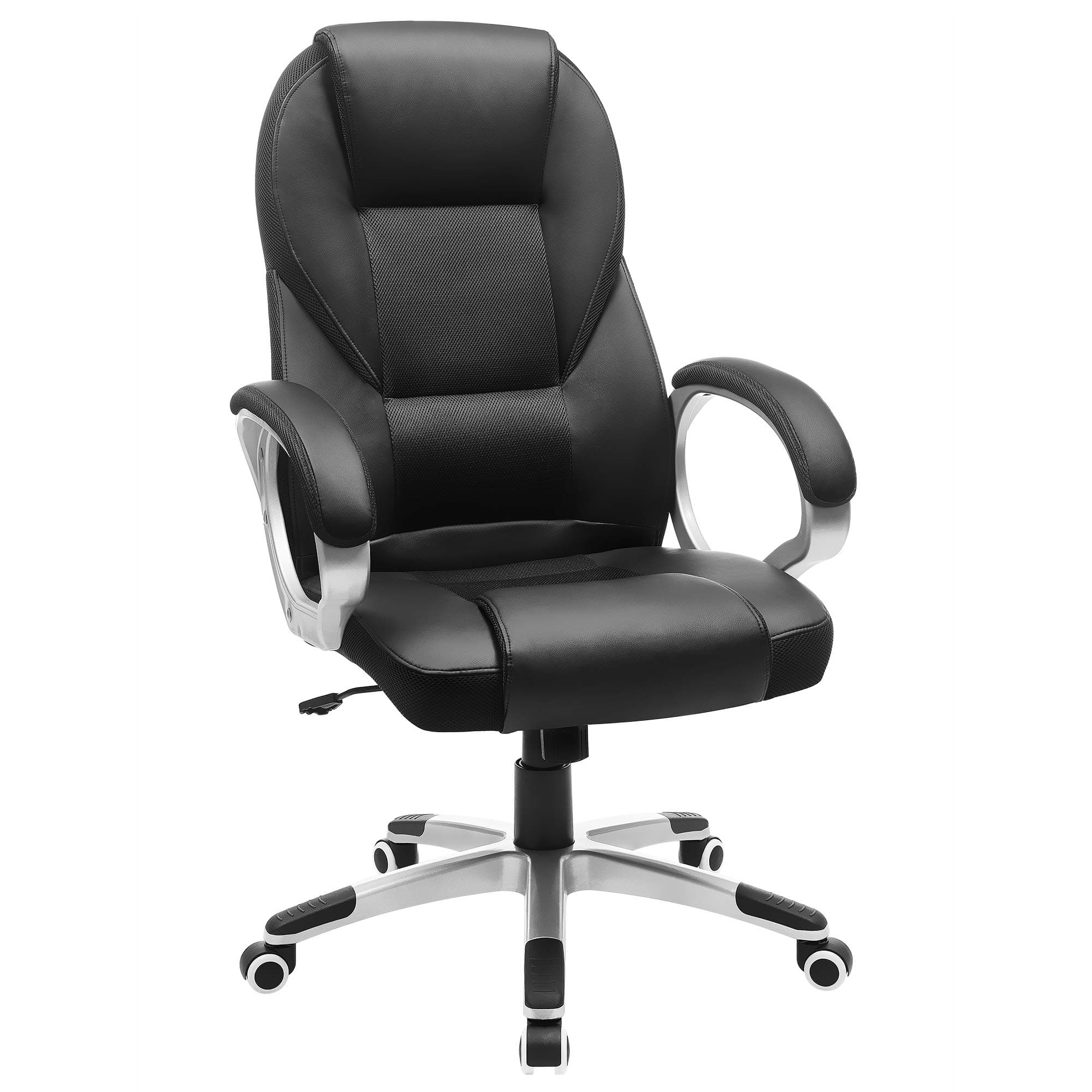 Silla de Oficina Ergonómica de Cuero Sintético Negro