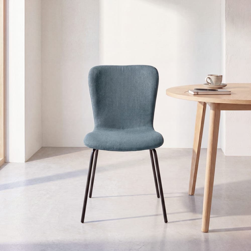 Silla de comedor efecto chenilla azul