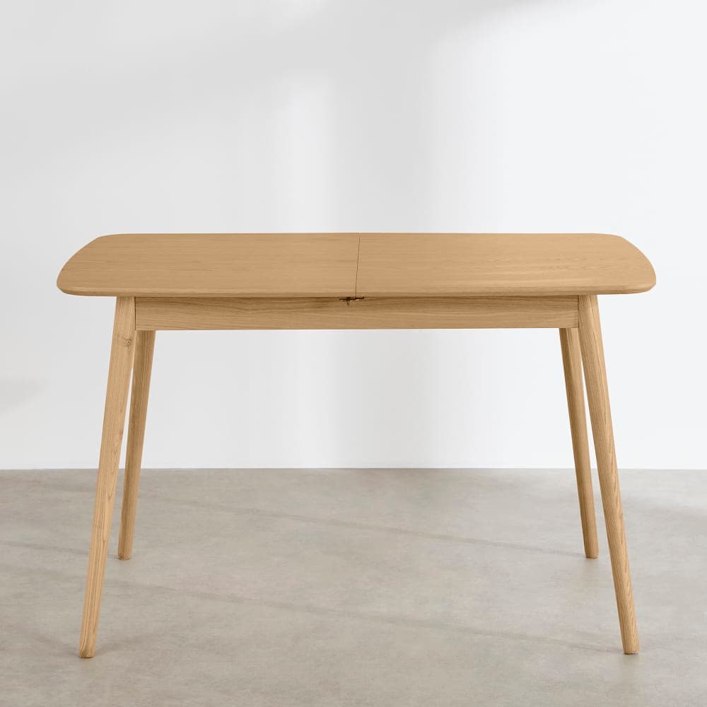 Mesa de comedor extensible de fresno de 120 a 160 cm