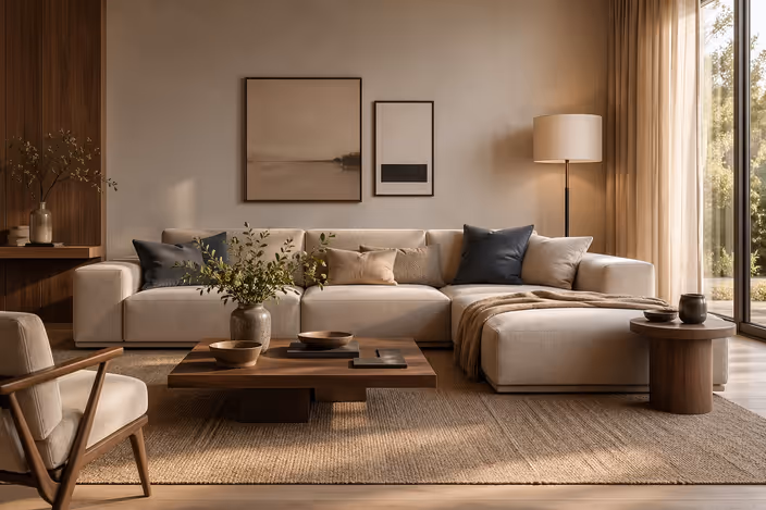 Salón rediseñado con muebles reales